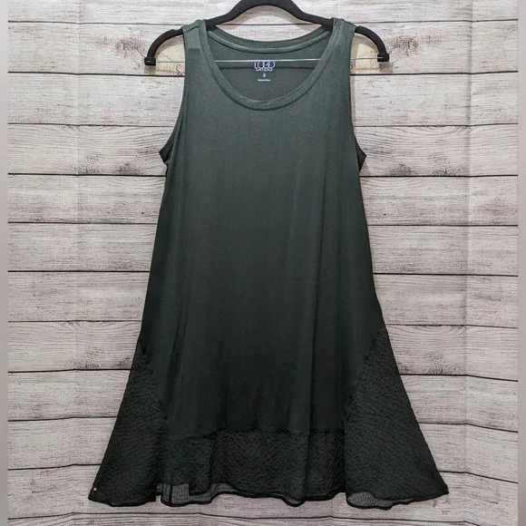 LOGO Layers Size Small Sleeveless Tunic Top Green Swing Stretchy Blouse #A282131 - Picture 11 of 11